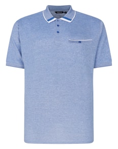 Bigdude Two Tone Polo With Jacquard Contrast Deep Blue